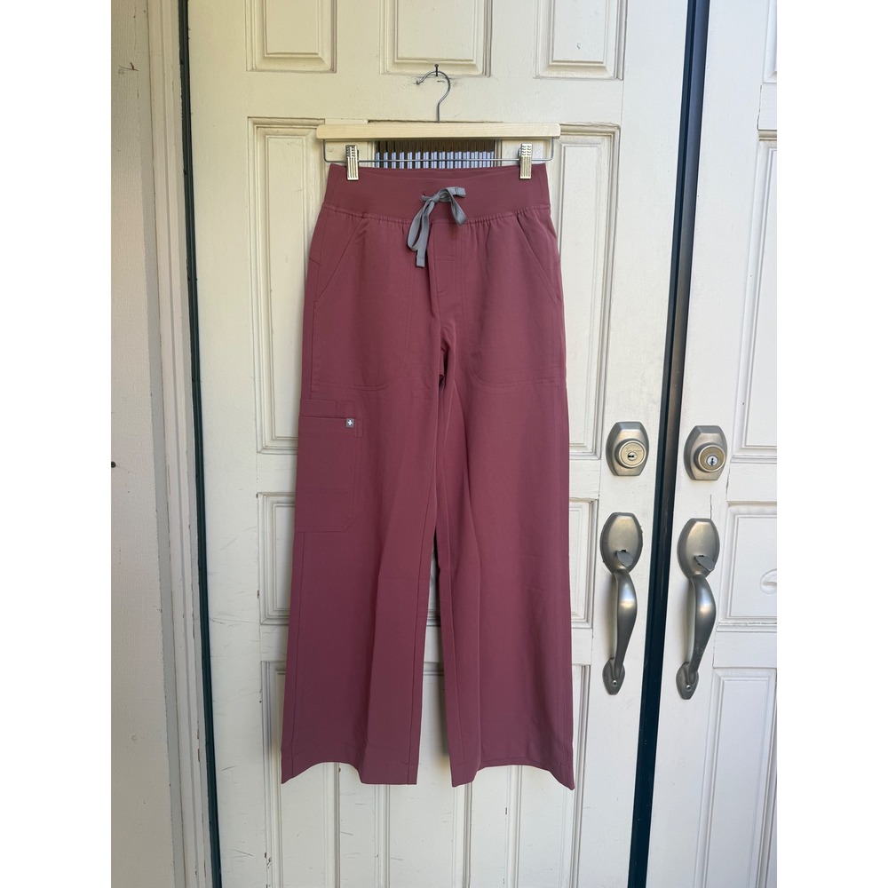 FIGS Isabel High Waisted Wide Leg Scrub Pants Mauve Pink Size XXS Petite